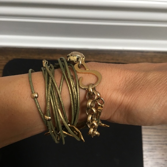 Leather wrap bracelet with rhinestone accents - Picture 2 of 5